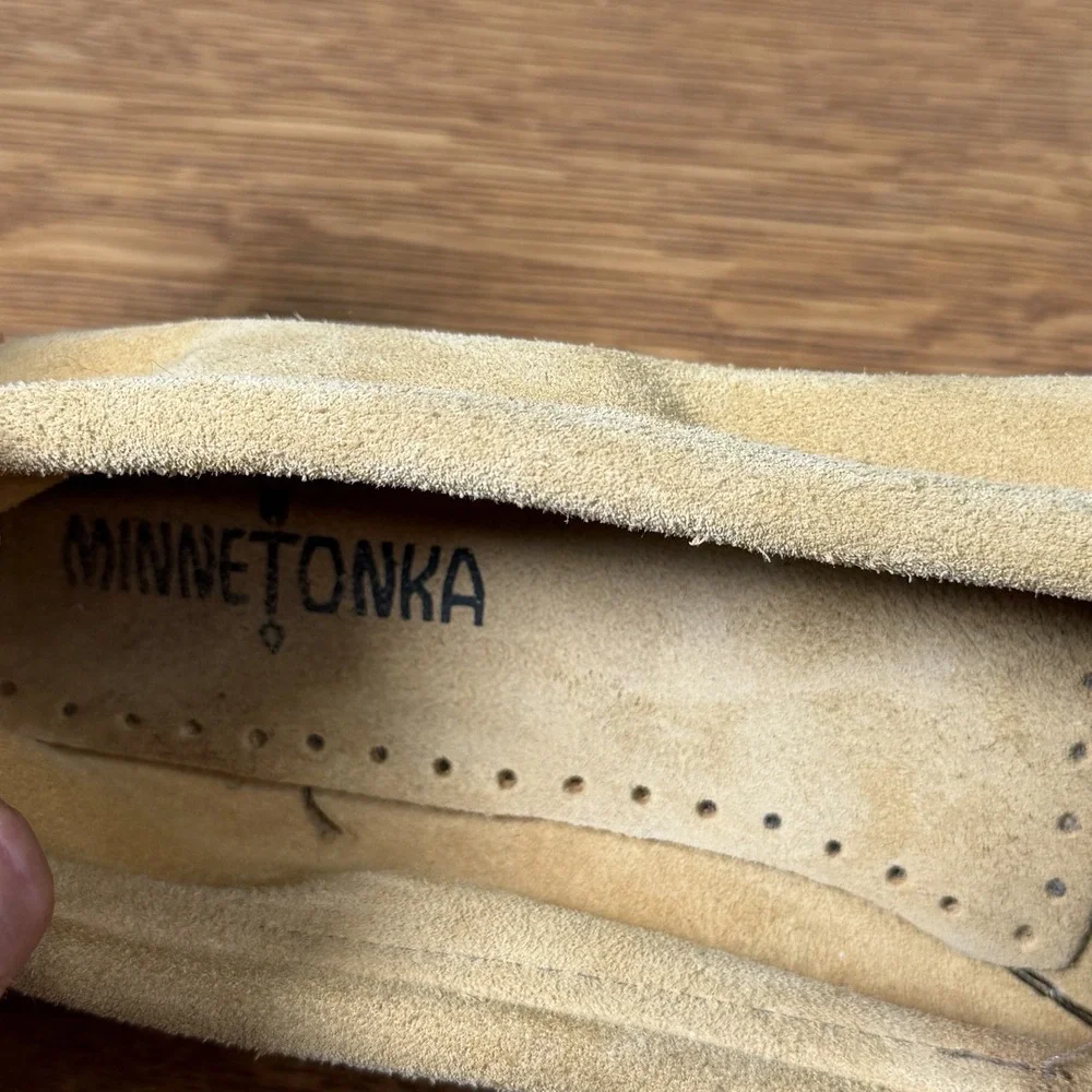 MINNETONKA Women's Side 7 Moccasins Leather Slip On Loafers Shoes 407 Tan
